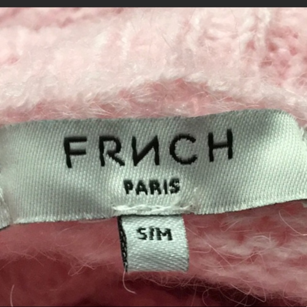 NWT FRNCH S/M Sweater Light Pink Turtleneck Oversized Open Knit Balloon Sleeve - Picture 5 of 8